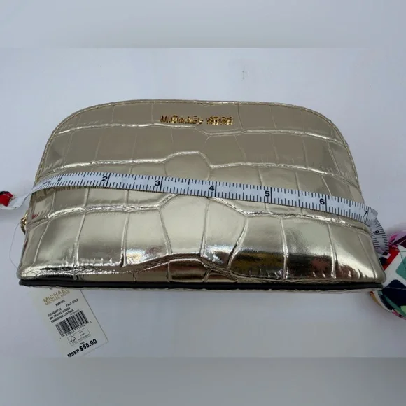 Michael Kors Empire Leather Silver Croc-Embossed Pouch Retail NWT ret $98 - Picture 2 of 6